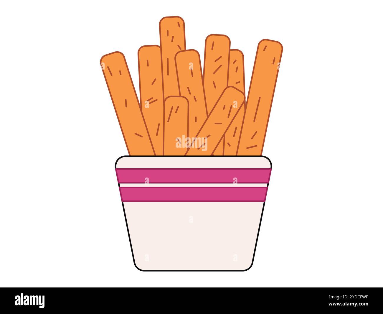 Patatine fritte spazzatura e fast food americano Street food ingrediente di patate snack dal sapore salato set di icone dal design colorato Illustrazione Vettoriale