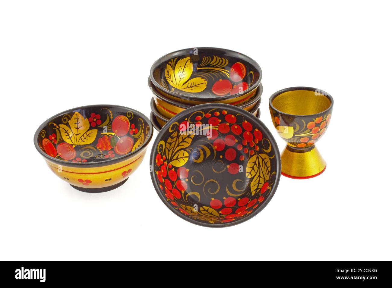 Arte del legno russa - utensili Khokhloma Foto Stock