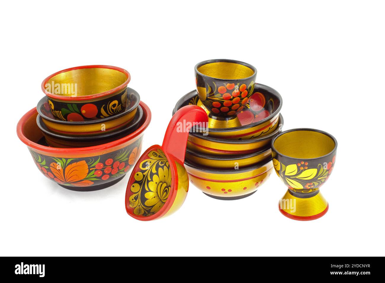 Arte del legno russa - utensili Khokhloma Foto Stock