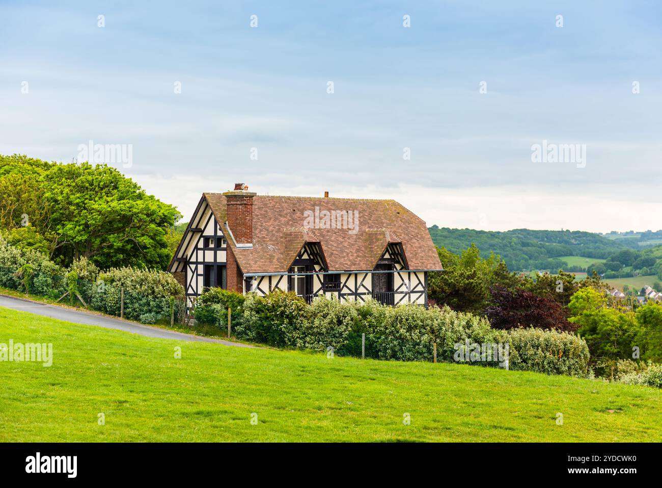 Casa tradizionale a Etretat, Normandia, Francia Foto Stock