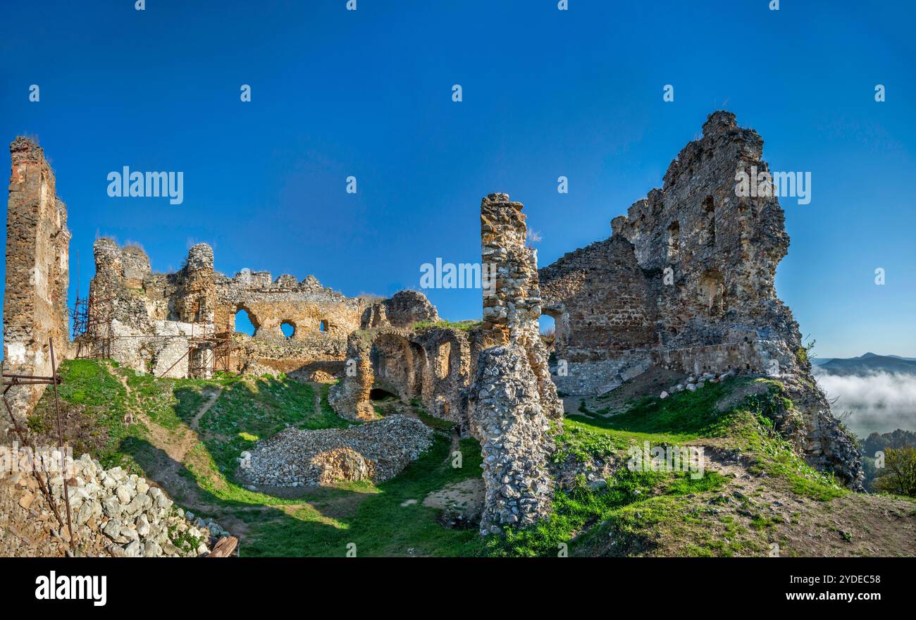 Rovine del castello di Čičva (Čičava), XIII secolo, vicino a Vranov nad Topľou, regione di Prešov, Slovacchia Foto Stock