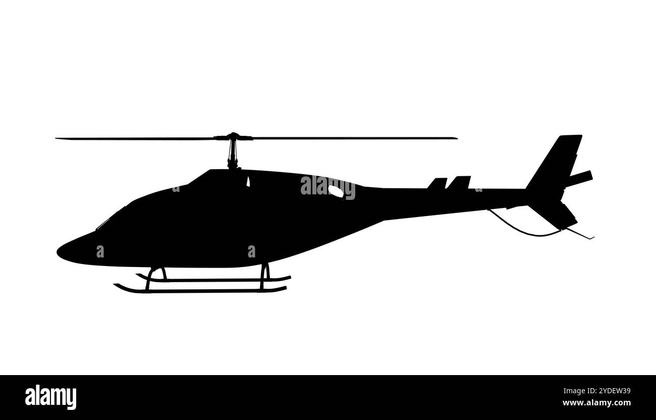 Silhouette nera per elicotteri. Illustrazione vettoriale dell'icona di rame isolata su sfondo bianco Illustrazione Vettoriale