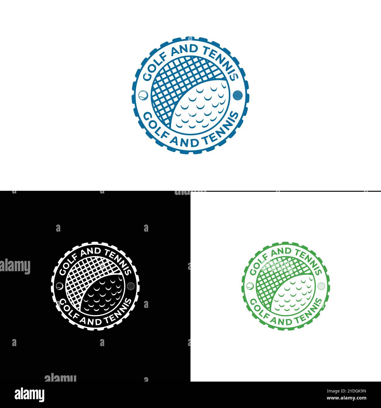 Design con logo sportivo combinato golf e tennis Illustrazione Vettoriale