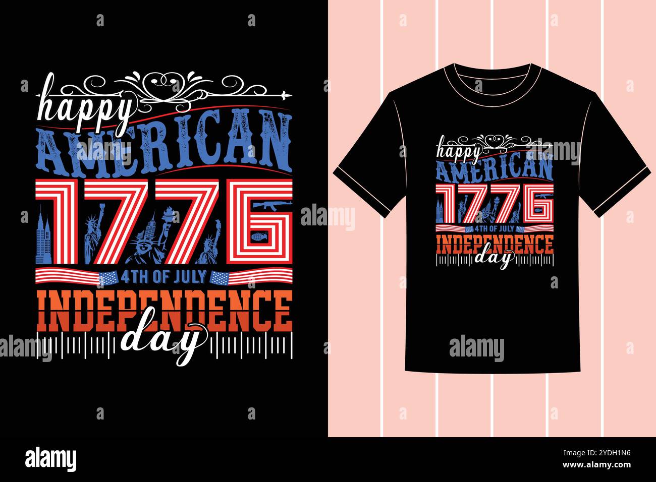 4 luglio: T-shirt per il giorno dell'indipendenza Design Inspirational Vector Graphic Illustrazione Vettoriale