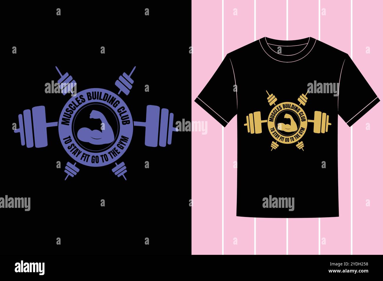 Design esclusivo della T-shirt fitness Gym per allenamenti di bodybuilding abbigliamento motivazionale Illustrazione Vettoriale