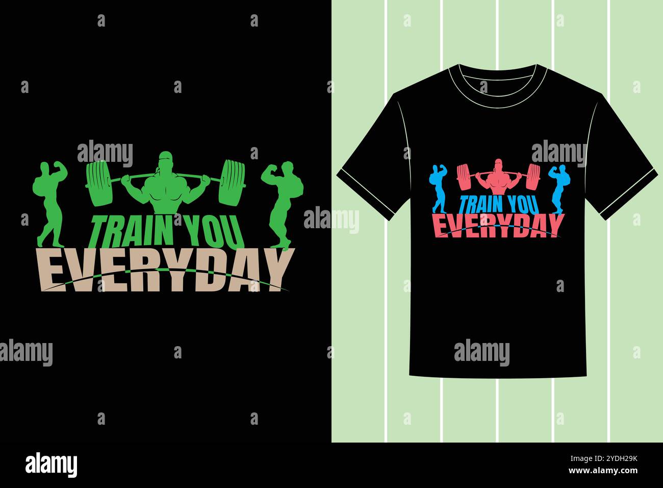 Design esclusivo della T-shirt fitness Gym per allenamenti di bodybuilding abbigliamento motivazionale Illustrazione Vettoriale