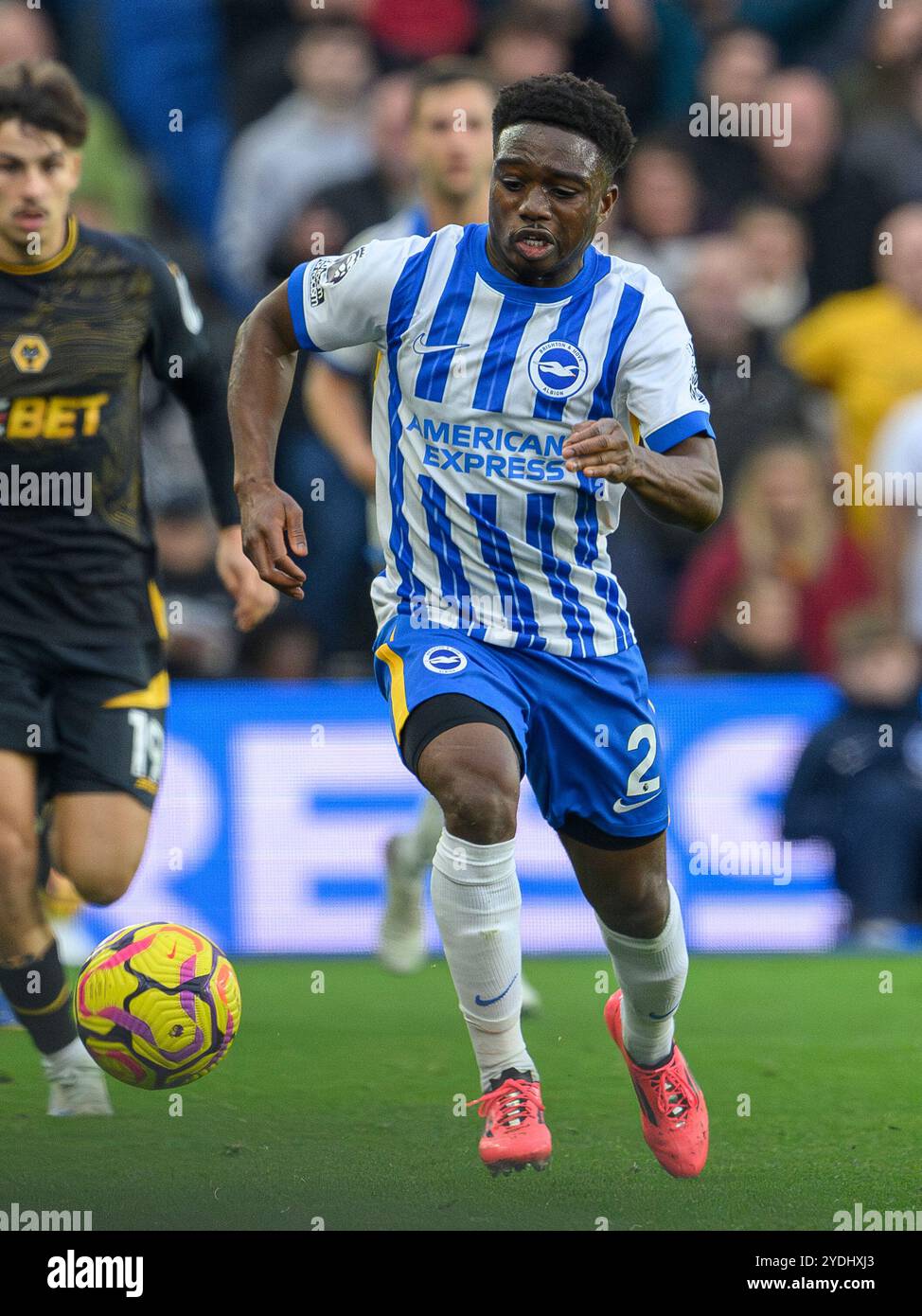 Brighton, Regno Unito. 16 ottobre 2024. Brighton, Inghilterra - ottobre 26: Tariq Lamptey di Brighton & Hove Albion durante la partita di Premier League 2024/25 tra Brighton e Hove Albion contro Wolverhampton Wanderers all'Amex Stadium il 26 ottobre 2024 a Brighton, Inghilterra. (David Horton/SPP) credito: SPP Sport Press Photo. /Alamy Live News Foto Stock