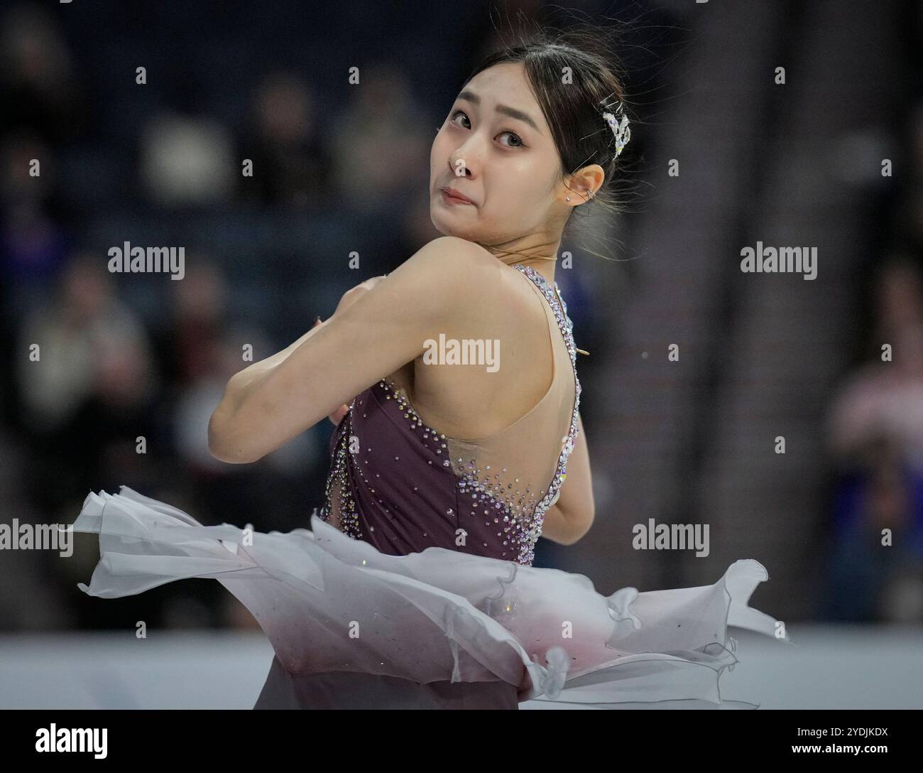 Seoyeong Wi of Korea pattina durante il programma di pattinaggio gratuito femminile alla competizione ISU di pattinaggio artistico Skate Canada il 26 ottobre 2024 ad Halifax, Canada. Crediti: Mathieu Belanger/AFLO/Alamy Live News Foto Stock