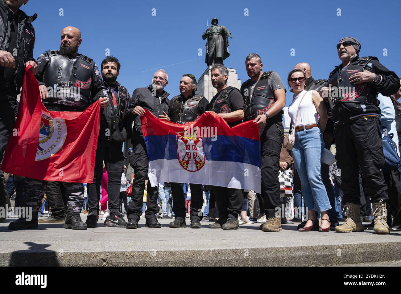 09.05.2024, Berlino, Germania, Europa, membri della filiale serba del club motociclistico russo affiliato a Putin, Europa Foto Stock