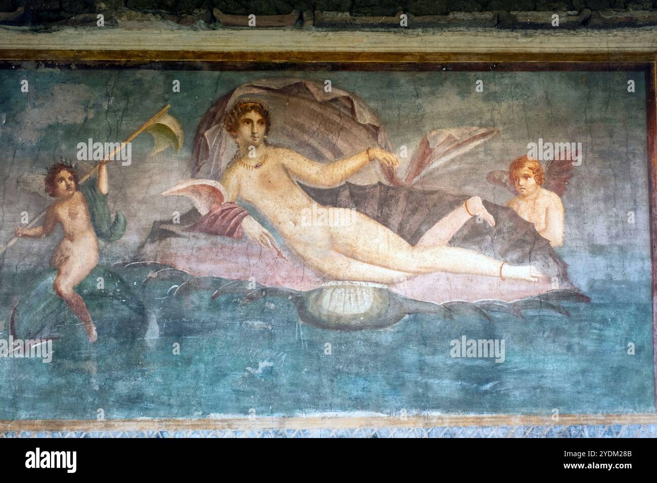 Affresco della dea Venere, protettrice di Pompei nella Casa di Venere nel guscio, Cassa della Venere a Conchiglia. Pompei, Italia Foto Stock