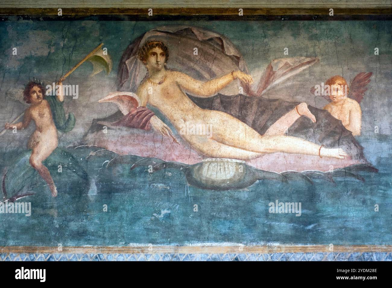 Affresco della dea Venere, protettrice di Pompei nella Casa di Venere nel guscio, Cassa della Venere a Conchiglia. Pompei, Italia Foto Stock