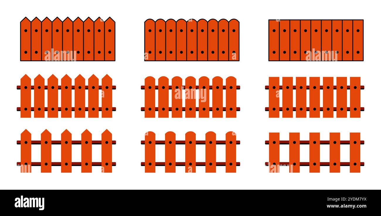 Icona fence su gruppo isolato su sfondo bianco. Illustrazione vettoriale. Illustrazione Vettoriale