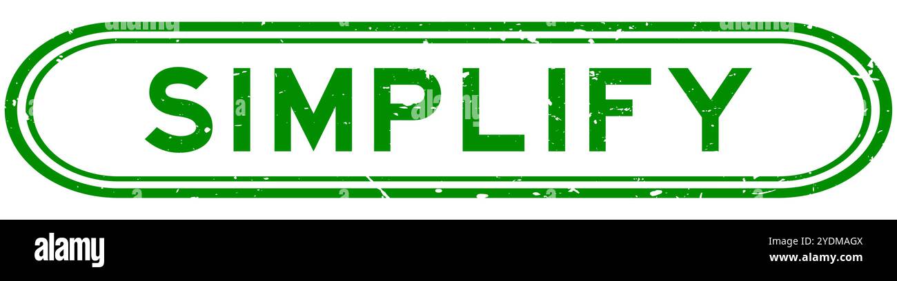 Verde grunge per semplificare il timbro con guarnizione in gomma su sfondo bianco Illustrazione Vettoriale