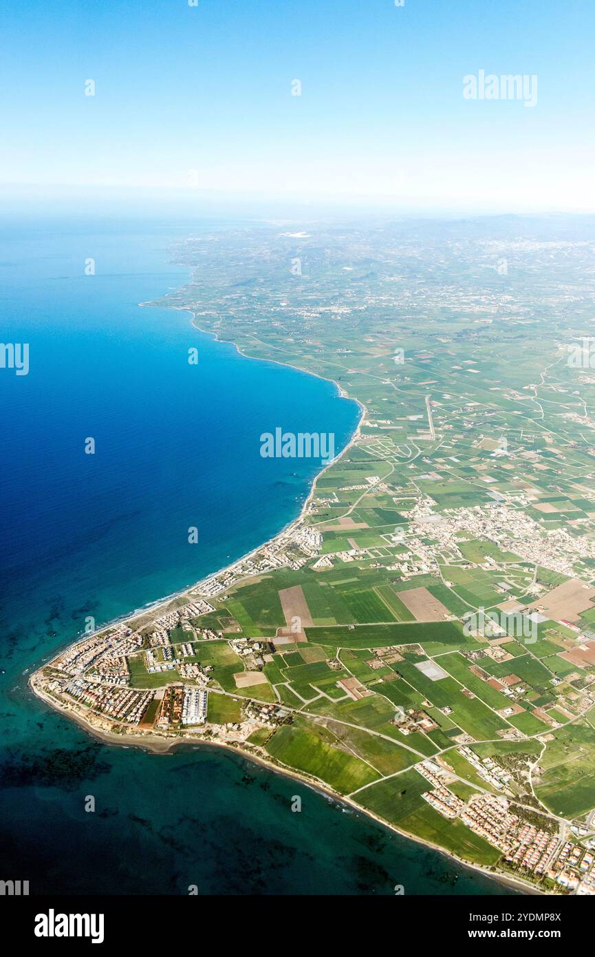 Blick vom Flugzeug auf Kap Kiti, Zypern Foto Stock