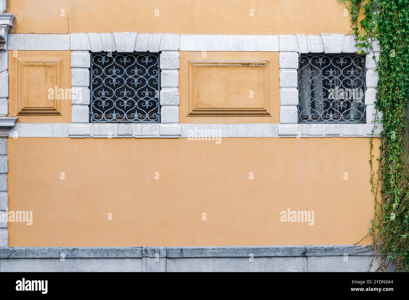 Porte e finestre di antiche case veneziane colorate Foto Stock