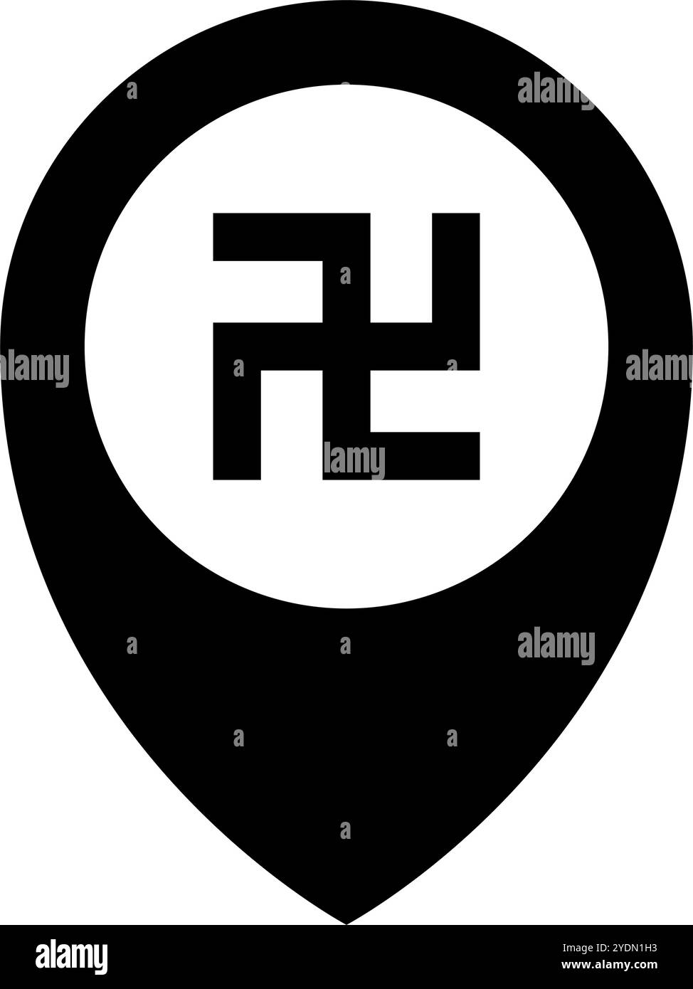 Icona a forma di spillo della mappa di swastika. Vettore modificabile. Illustrazione Vettoriale