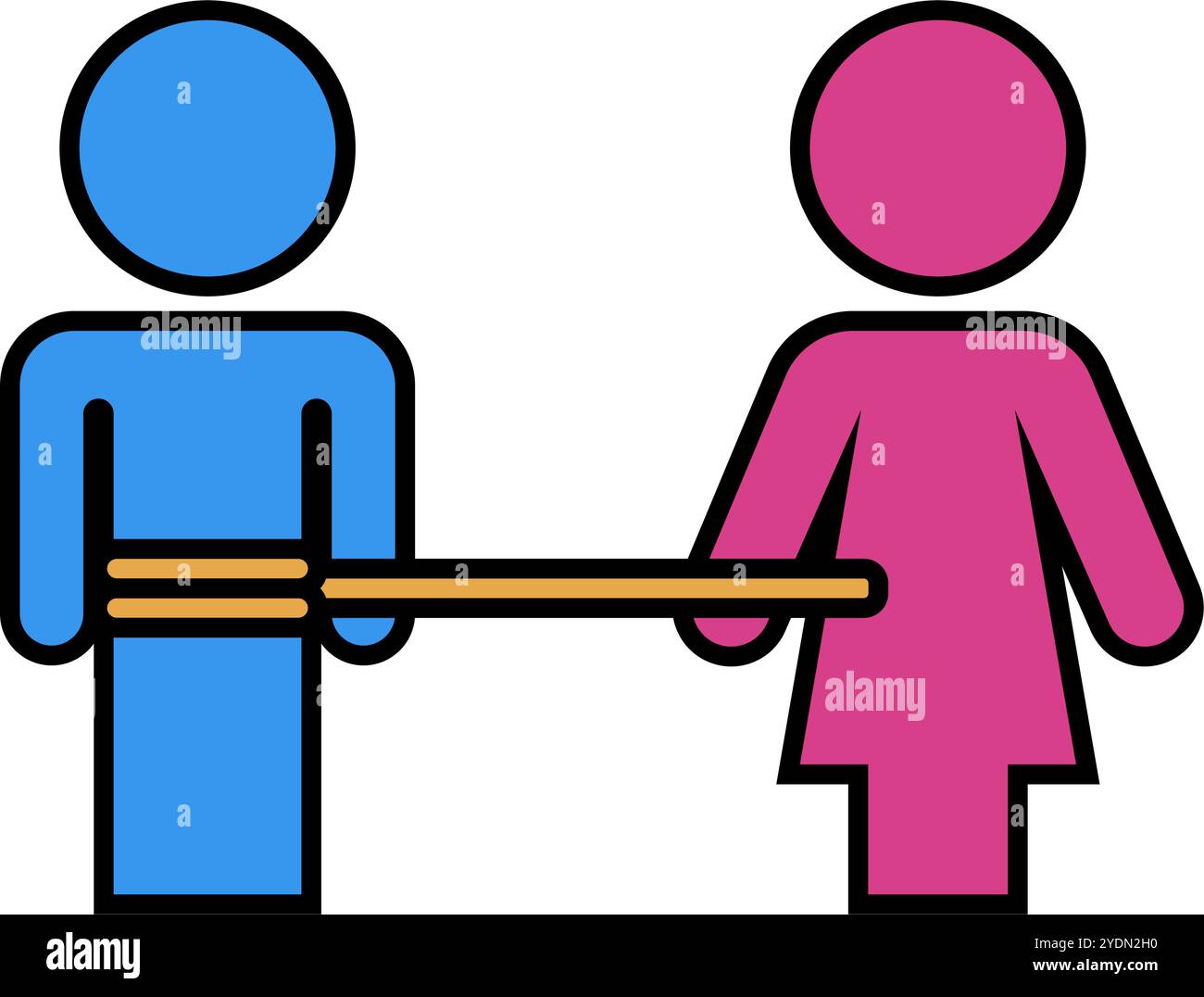 Icona dipendente maschio e femmina. Codipendenza. Vettore modificabile. Illustrazione Vettoriale