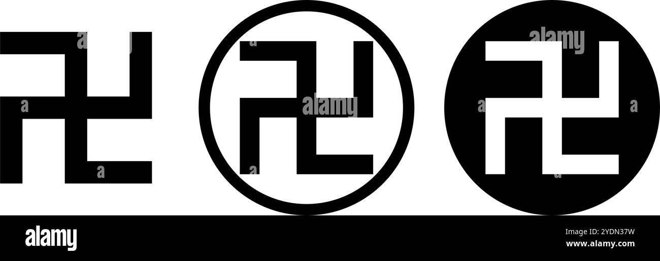 Set di icone della svastica. Simboli della mappa dei templi. Vettore modificabile. Illustrazione Vettoriale