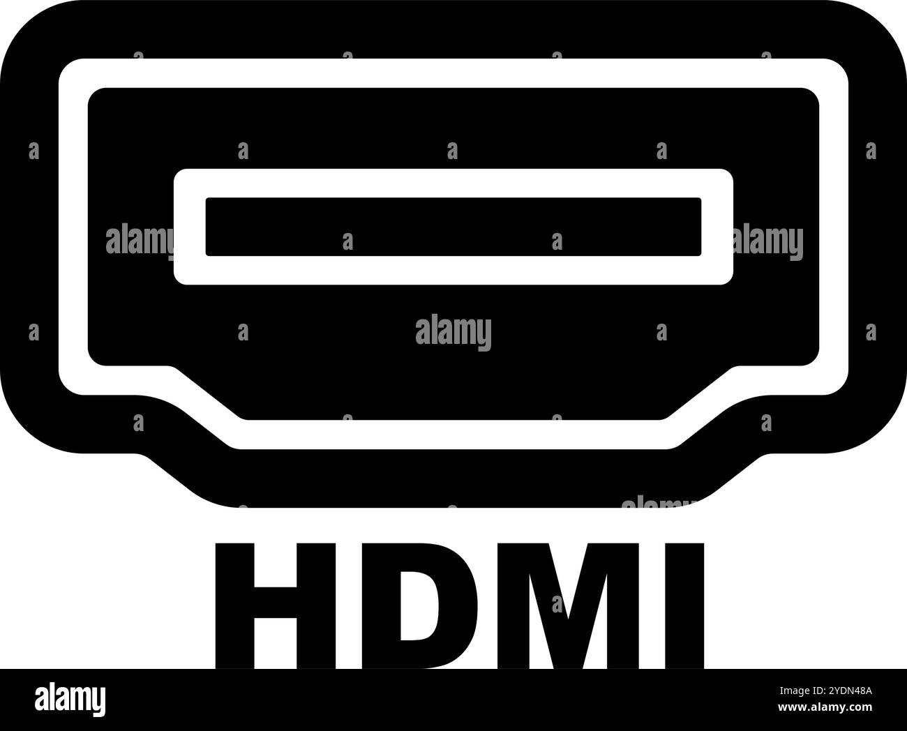 Icona silhouette porta HDMI. Vettore modificabile. Illustrazione Vettoriale
