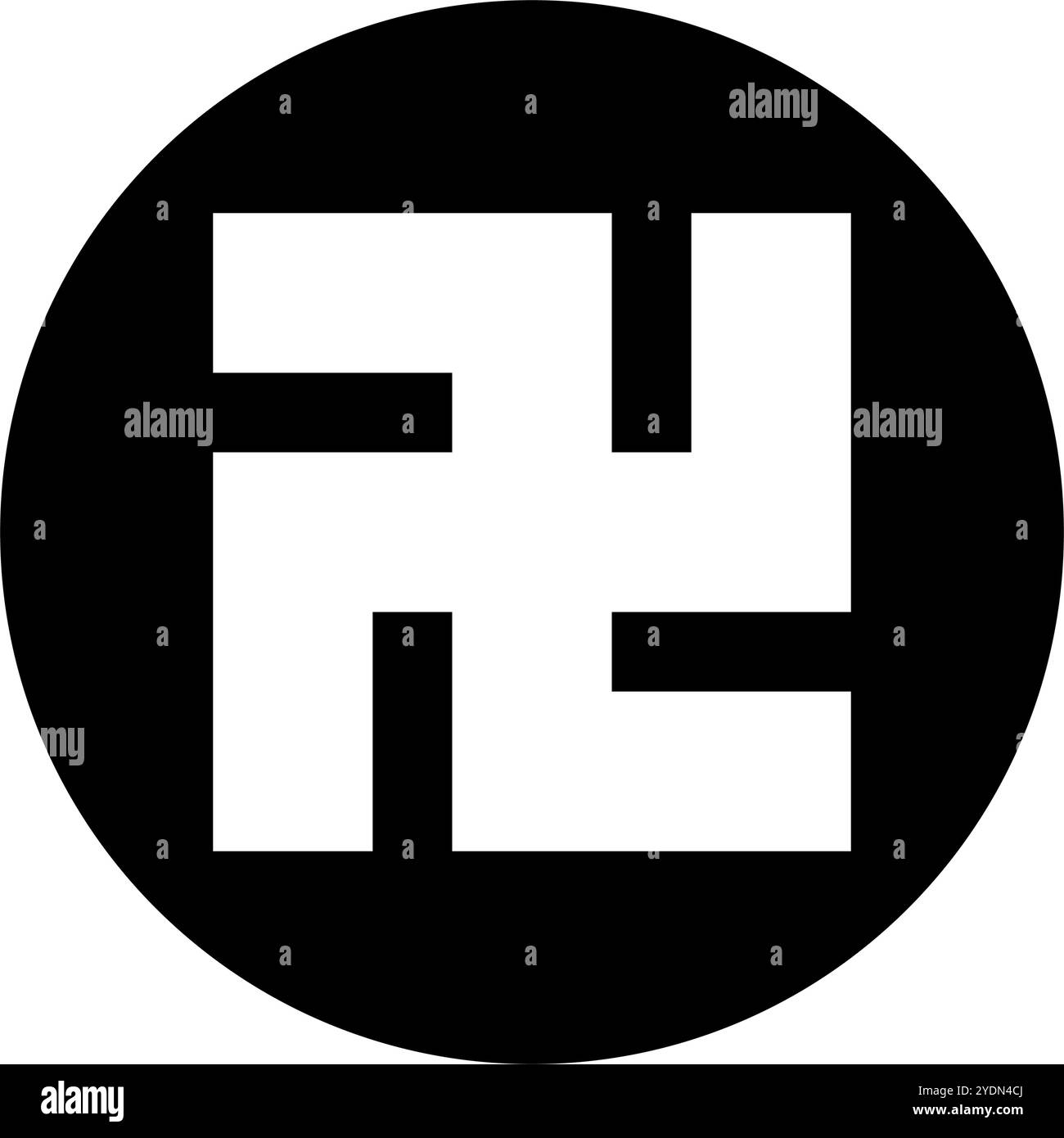 Icona rotonda con silhouette svastica. Vettore modificabile. Illustrazione Vettoriale