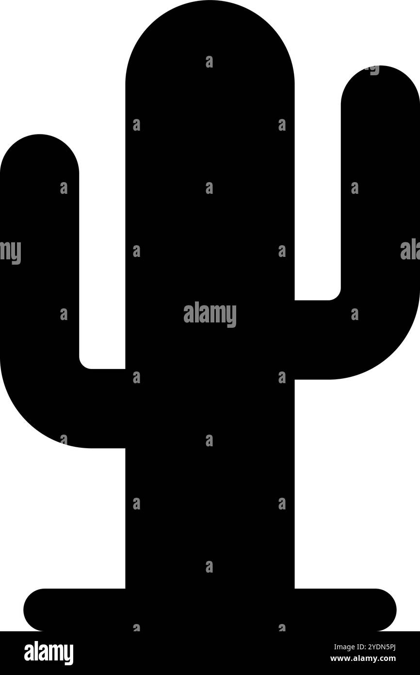 Semplice icona della silhouette del cactus. Vettore modificabile. Illustrazione Vettoriale