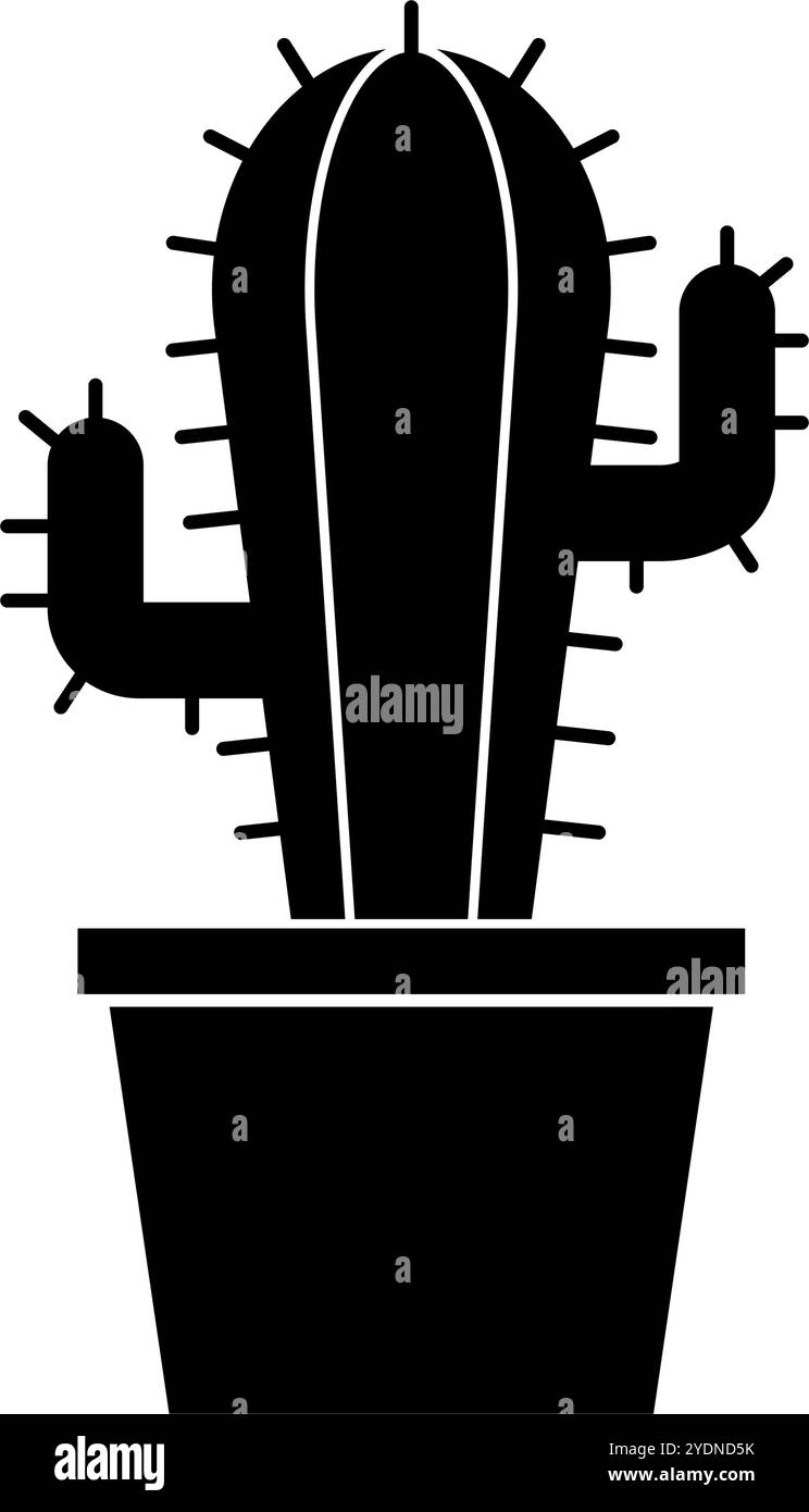 Icona della silhouette del cactus pungente. Vettore modificabile. Illustrazione Vettoriale