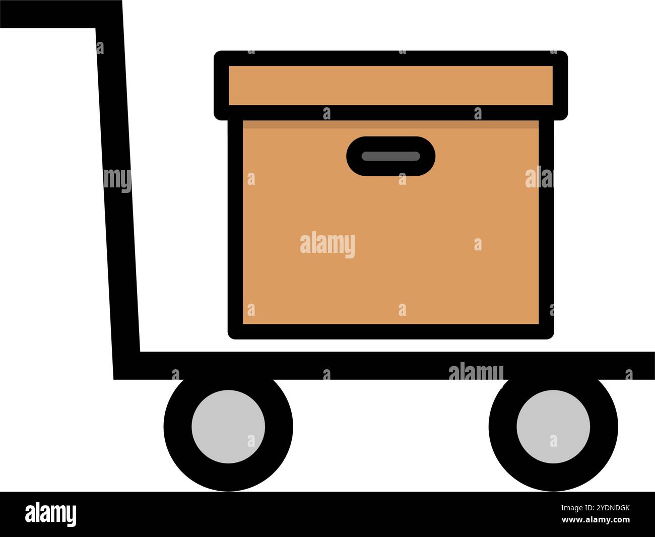 Icona carrello con carrello di cartone. Vettore modificabile. Illustrazione Vettoriale