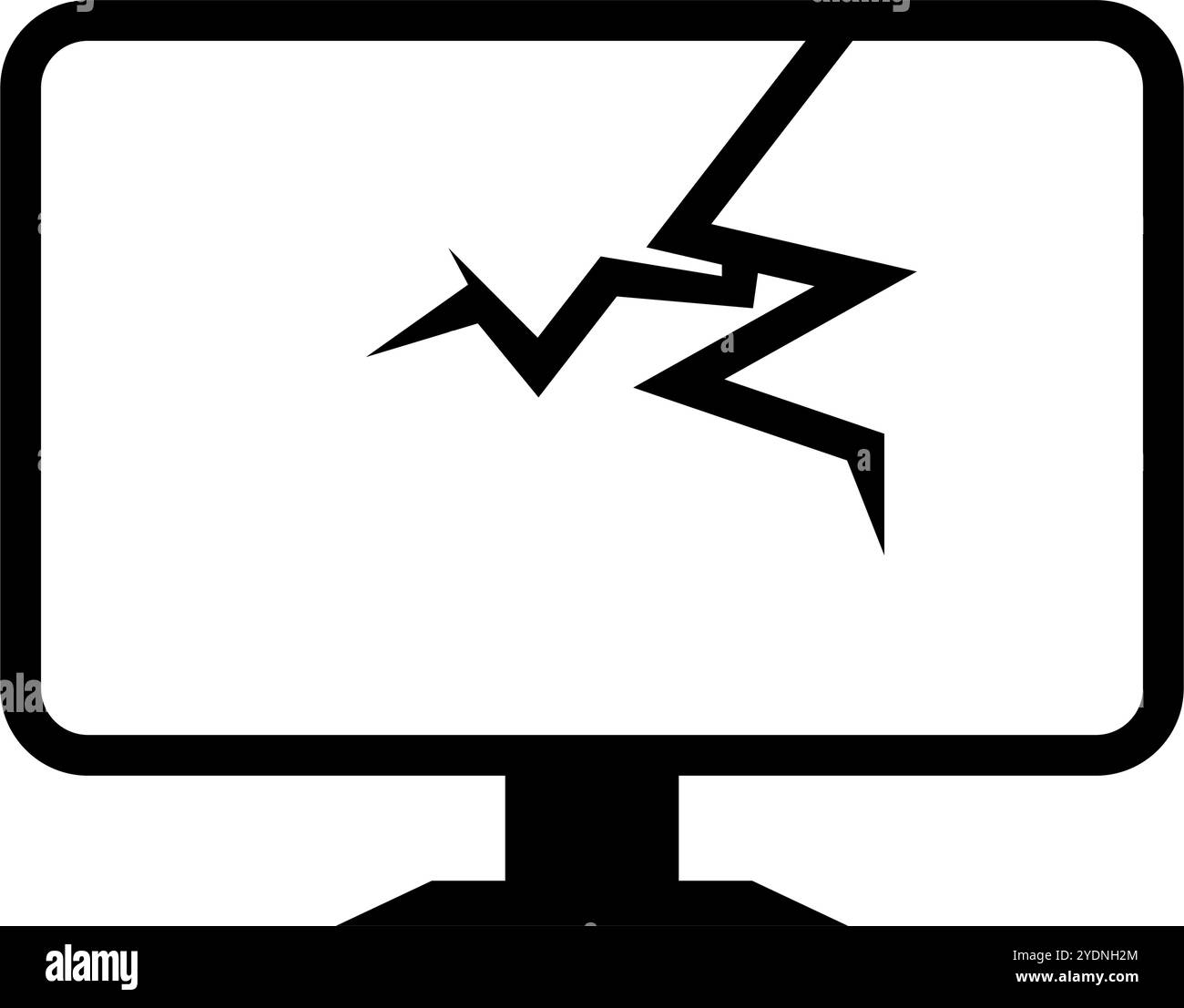Icona computer rotto. Schermo del computer incrinato. Vettore modificabile. Illustrazione Vettoriale