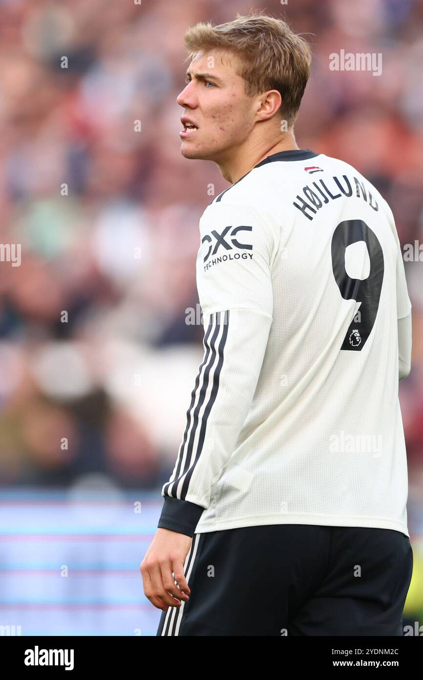 London Stadium, Londra, Regno Unito. 27 ottobre 2024. Premier League Football, West Ham United contro Manchester United; Rasmus Hojlund of Manchester Utd Credit: Action Plus Sports/Alamy Live News Foto Stock