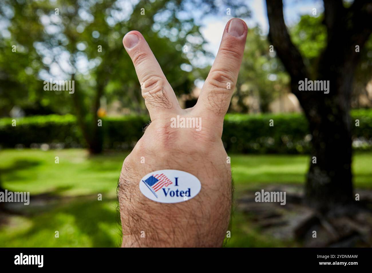 Florida, Broward County, Stati Uniti. 27 ottobre 2024. Elezioni NEGLI STATI UNITI del 2024. Figura del dito medio che protesta contro la scelta elettorale zero. Foto Stock