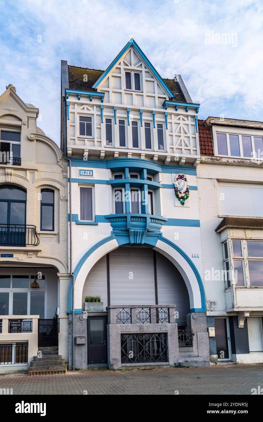 Villa Saint-Florent, 1913, stile architettonico Art Nouveau, Bray-Dunes, Hauts de France Foto Stock