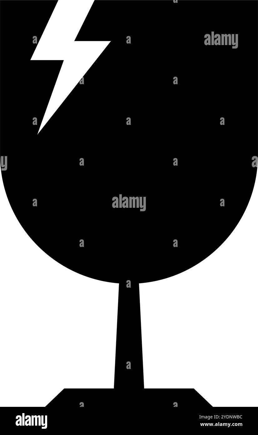 Icona attenzione oggetti fragili. Vettore modificabile. Illustrazione Vettoriale