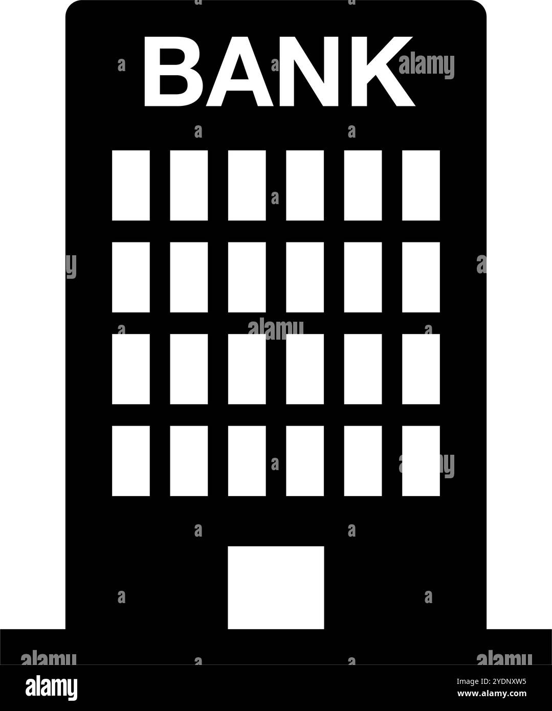 Icona sagoma edificio banca. Edificio finanziario. Vettore modificabile. Illustrazione Vettoriale