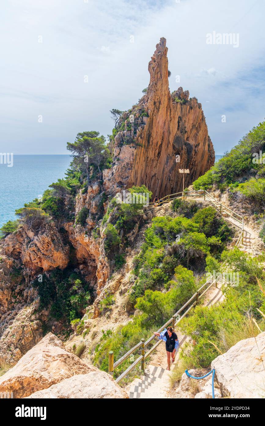 Cala del Moraig, El Poble Nou de Benitaxell, Alacant Alicante, Comunità Valenciana, Spagna Foto Stock
