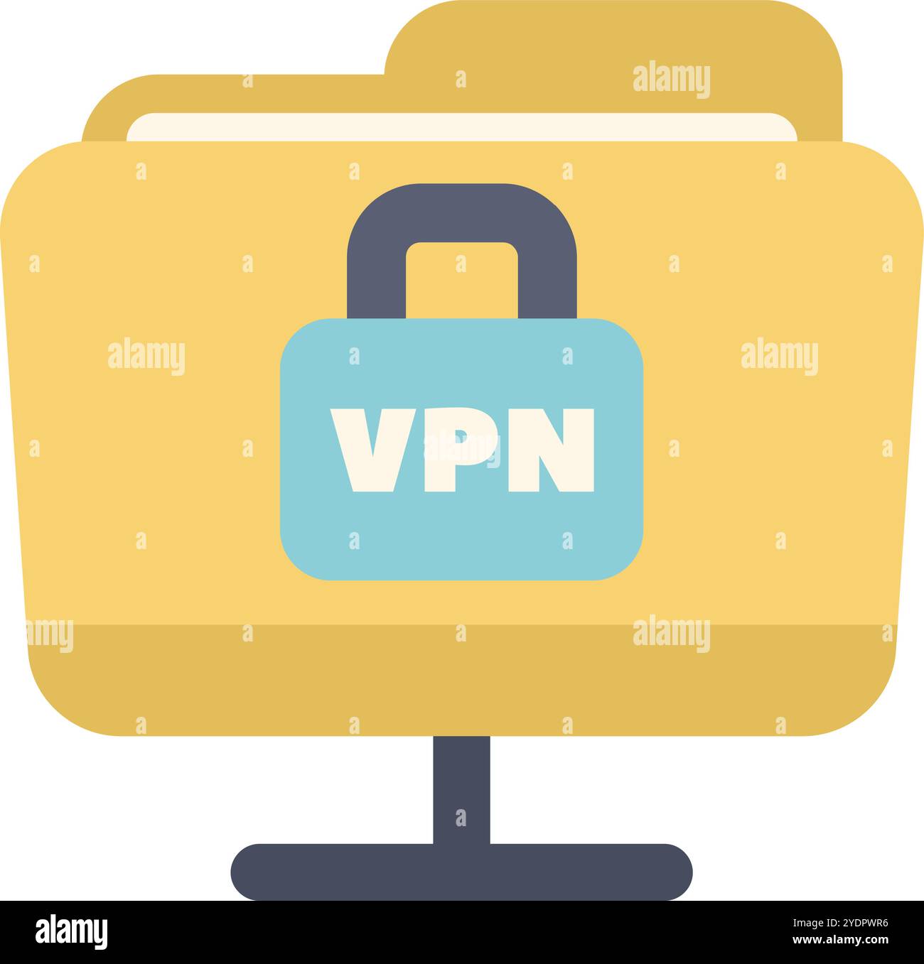 Questa icona vettoriale rappresenta il concetto di protezione dei dati utilizzando una vpn per l'archiviazione e l'accesso sicuri ai file Illustrazione Vettoriale