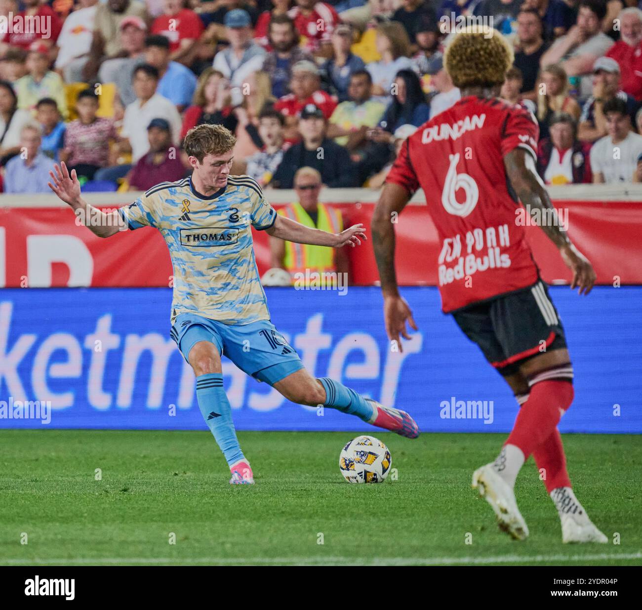 HARRISON, NJ, USA - 31 AGOSTO 2024: MLS match tra Philadelphia Union e New York Red Bulls alla Red Bull Arena. ***SOLO PER USO EDITORIALE*** Foto Stock