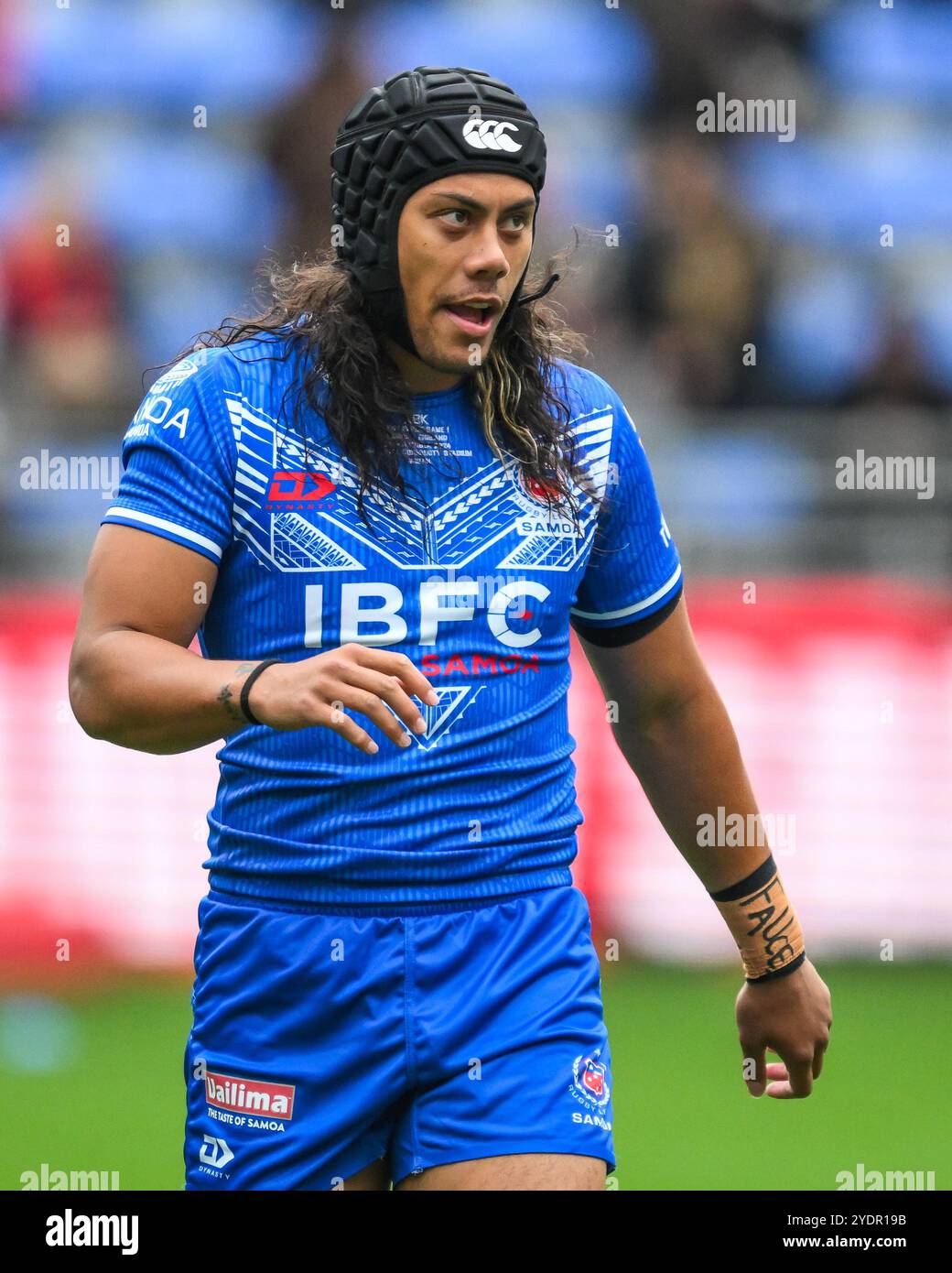 Jarome Luai di Samoa durante la partita delle ABK Beer Internationals Series Inghilterra vs Samoa al Brick Community Stadium, Wigan, Regno Unito, 27 ottobre 2024 (foto di Craig Thomas/News Images) in, il 27/10/2024. (Foto di Craig Thomas/News Images/Sipa USA) credito: SIPA USA/Alamy Live News Foto Stock