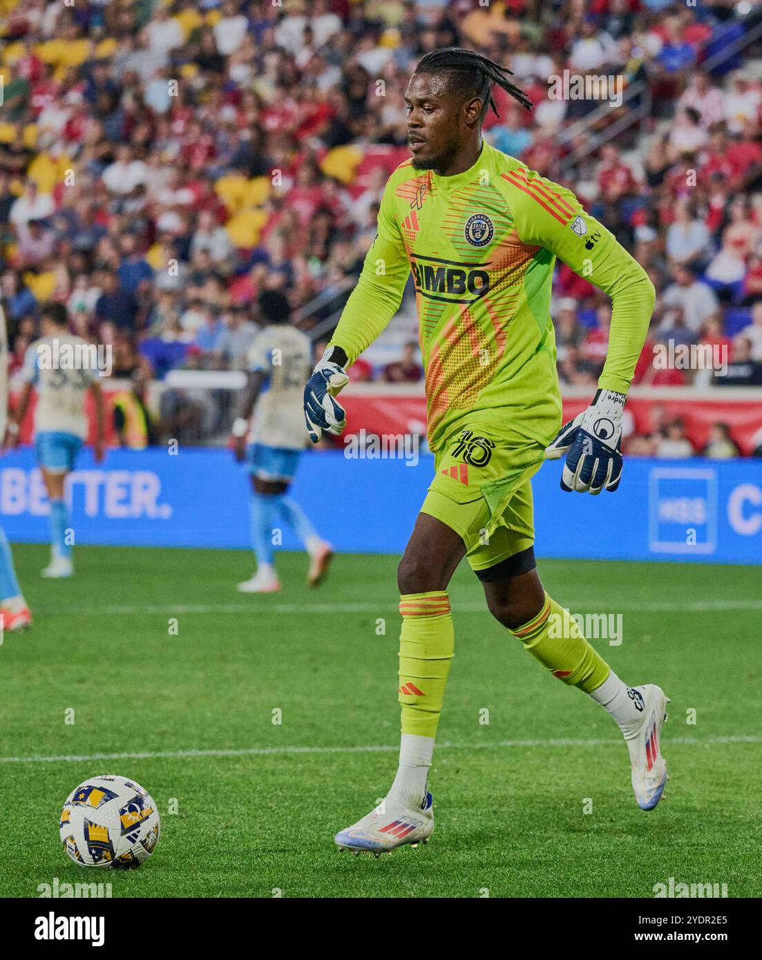 HARRISON, NJ, USA - 31 AGOSTO 2024: MLS match tra Philadelphia Union e New York Red Bulls alla Red Bull Arena. ***SOLO PER USO EDITORIALE*** Foto Stock