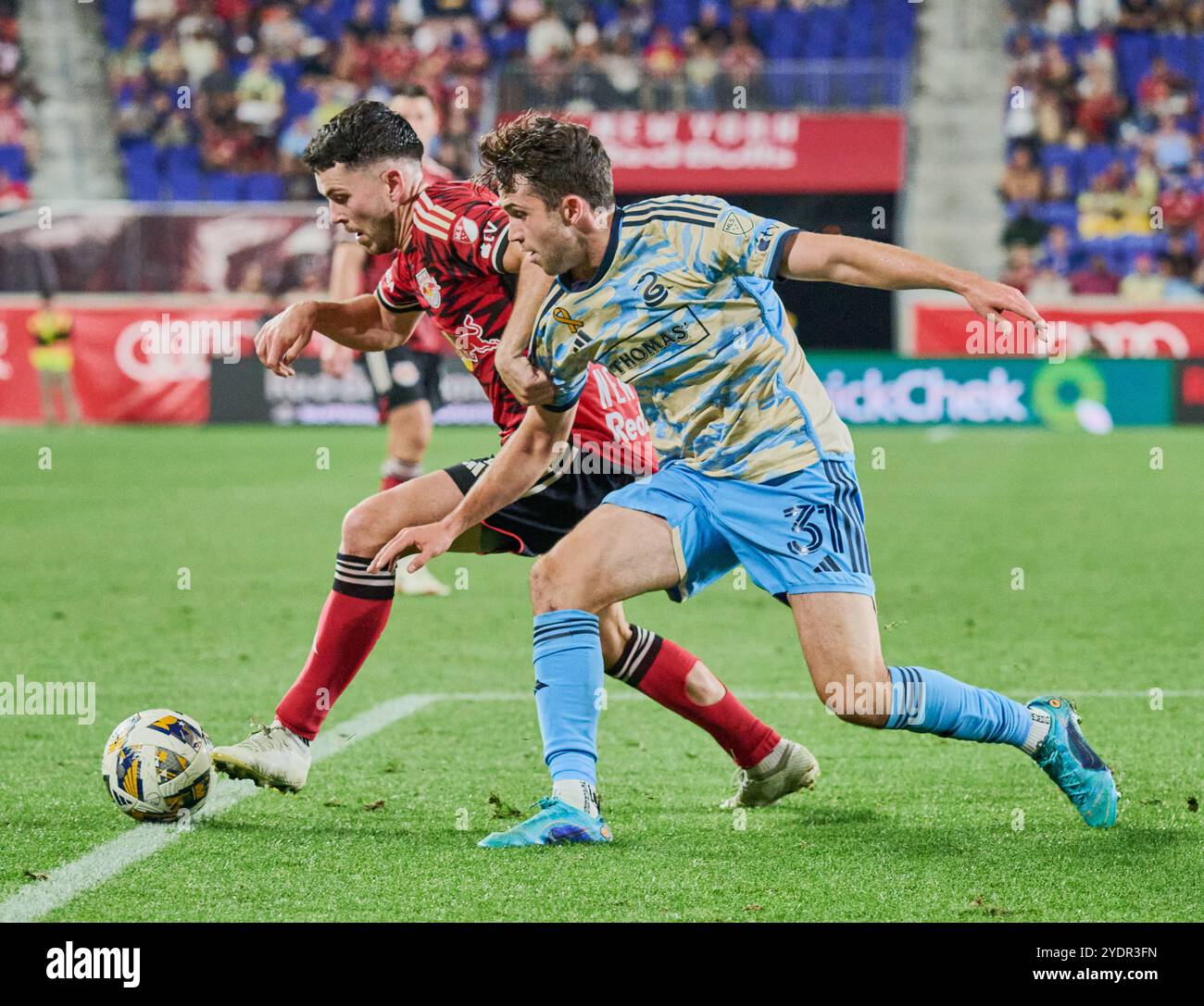 HARRISON, NJ, USA - 31 AGOSTO 2024: MLS match tra Philadelphia Union e New York Red Bulls alla Red Bull Arena. ***SOLO PER USO EDITORIALE*** Foto Stock