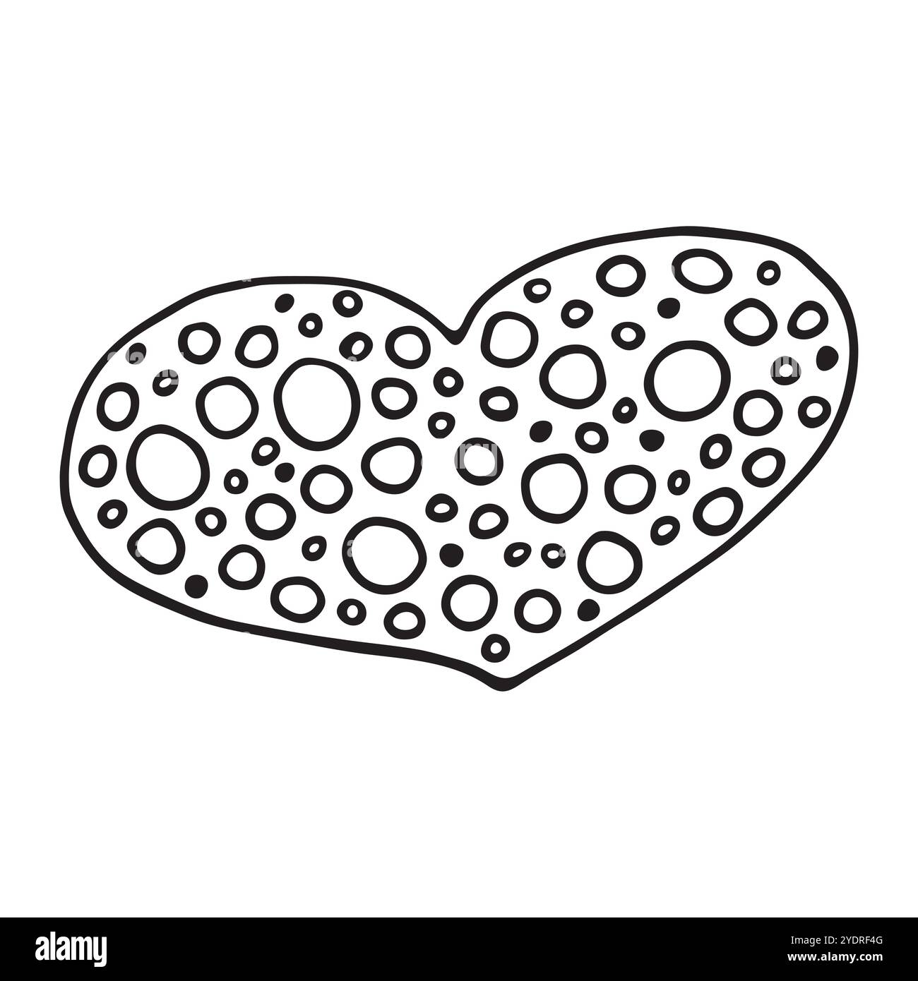 Icona cuore contorno nero con punti rotondi. Icona a forma di cuore dal design minimalista, ideale per aggiungere un tocco di eleganza e calore al digitale o alla stampa Illustrazione Vettoriale