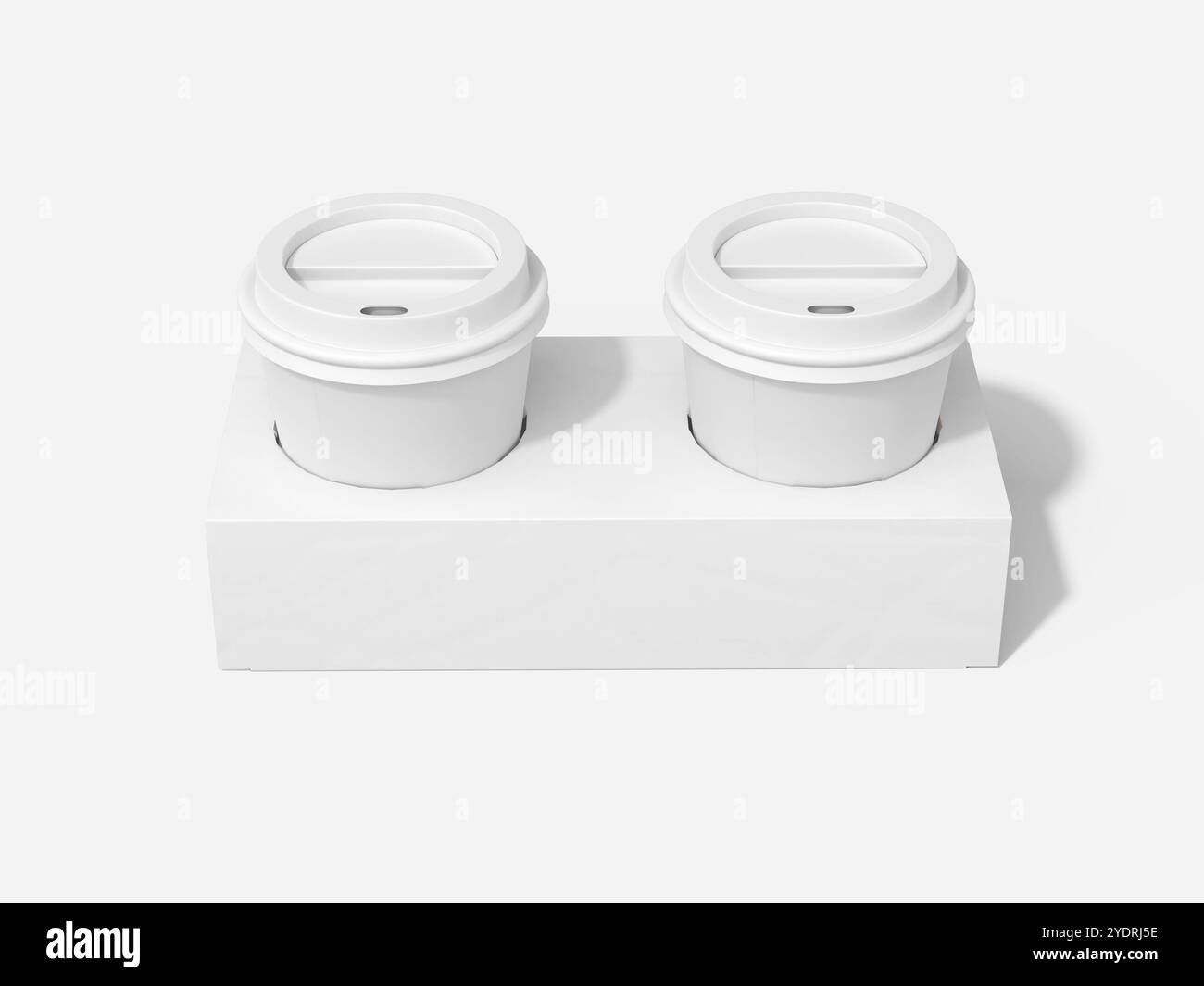 Tazze di carta per caffè bianco in un vassoio Mockup 3D Render Foto Stock