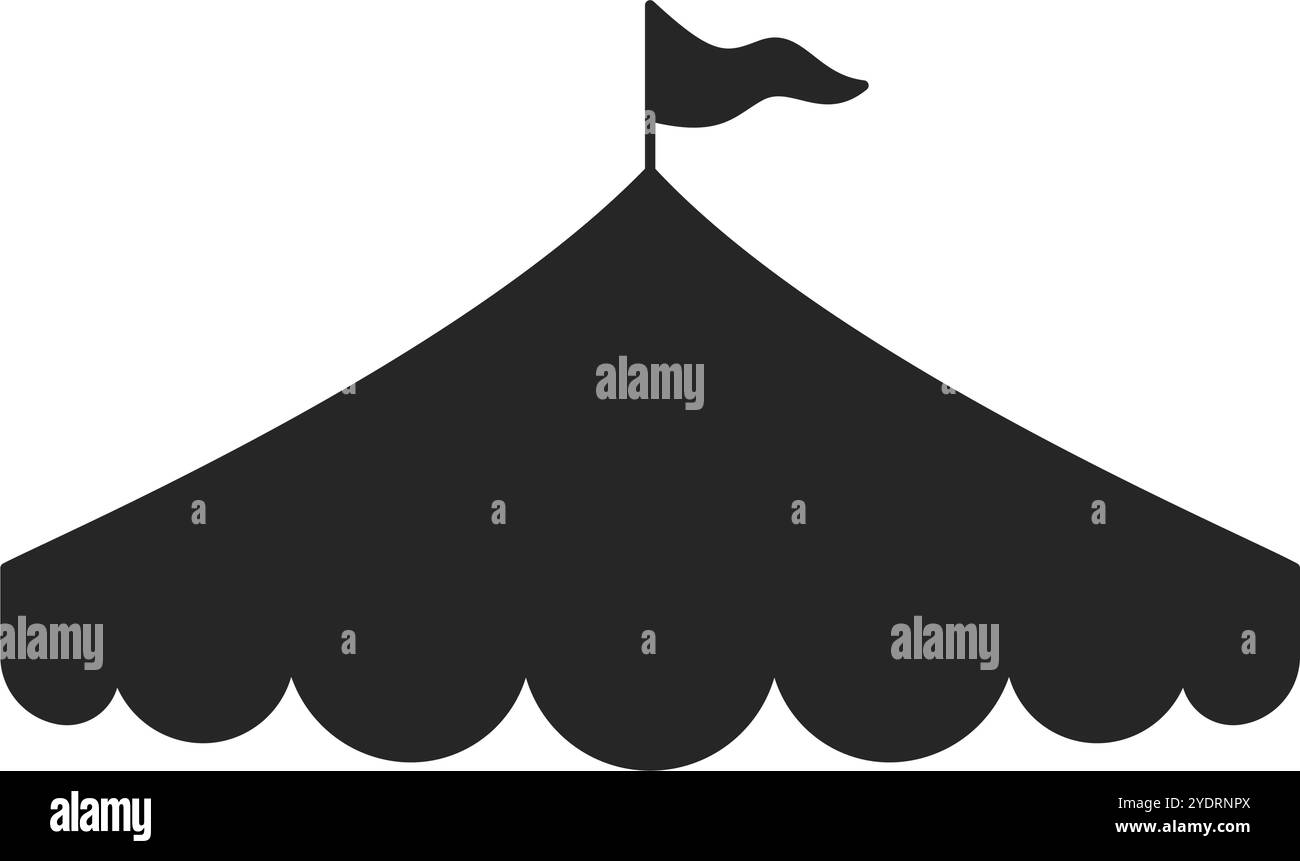 Tenda classica in tela a righe per una grande figura vettoriale con la silhouette della tenda superiore Illustrazione Vettoriale