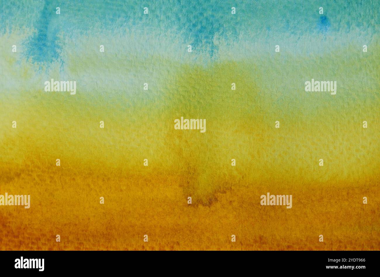 Sfondo astratto e motivo di texture blu con flusso di colore giallo e verde, illustrazione acquerello disegno a mano e dipinto su carta Foto Stock