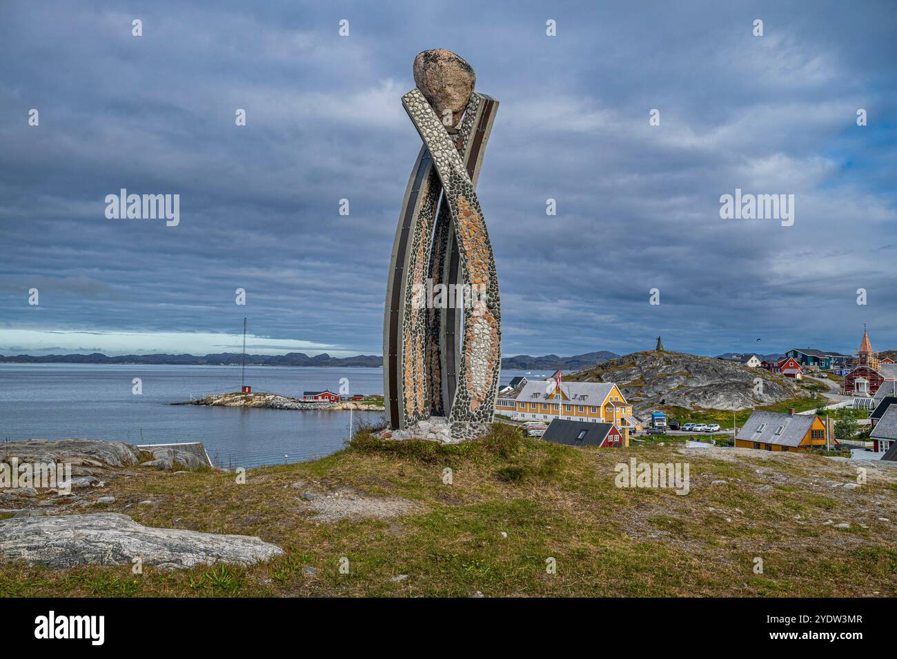 Monumento a Nuuk, capitale della Groenlandia, Danimarca, regioni polari Foto Stock