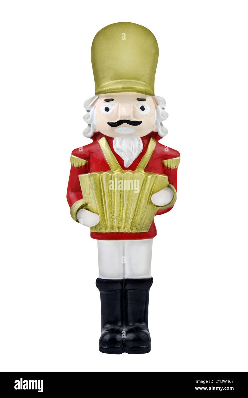 Decorazione natalizia schiaccianoci isolato su sfondo bianco Foto Stock