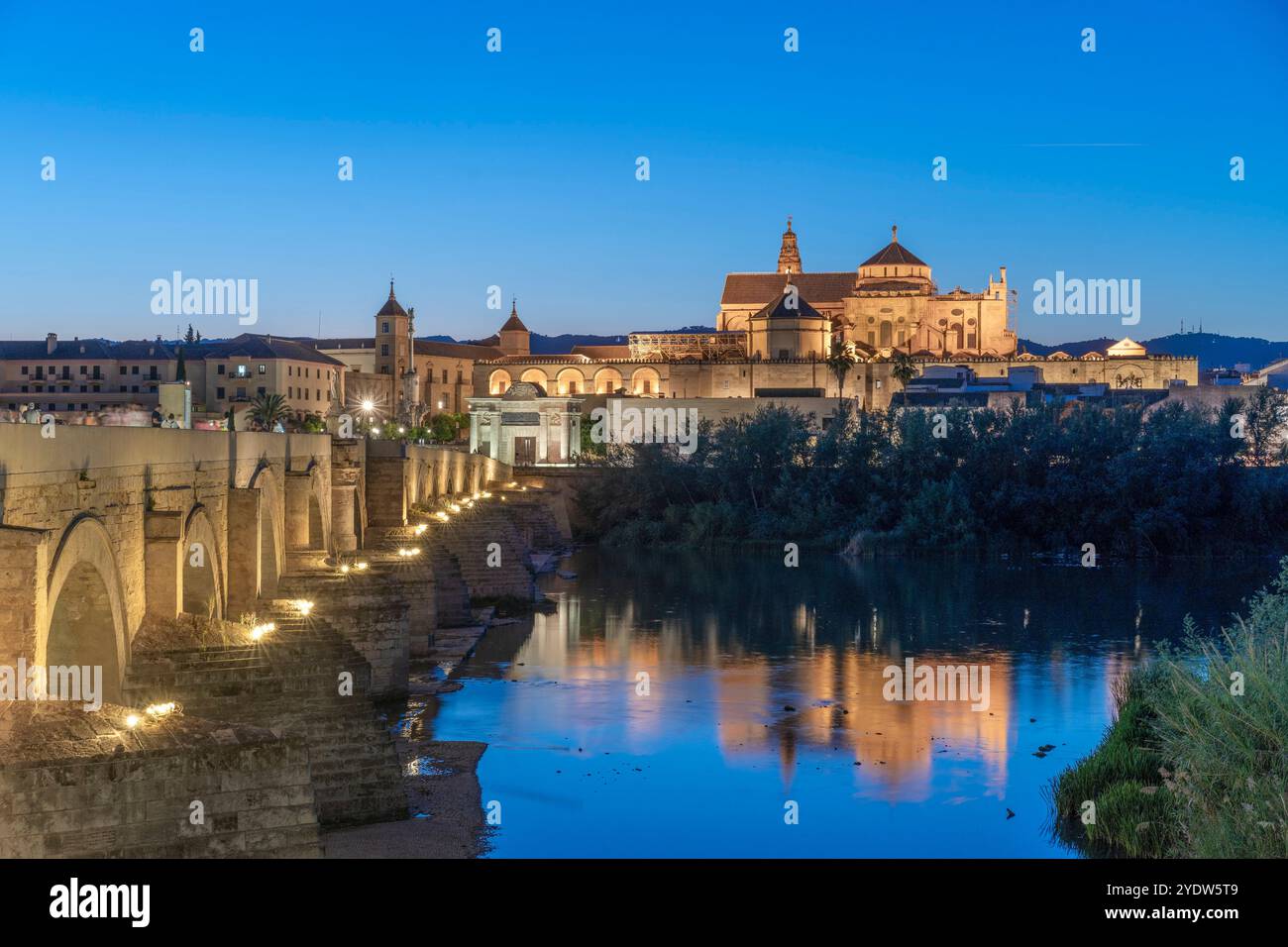 Ponte Romano, fiume Guadalquivir, Cordova, sito patrimonio dell'umanità dell'UNESCO, Andalusia, Spagna, Europa Foto Stock