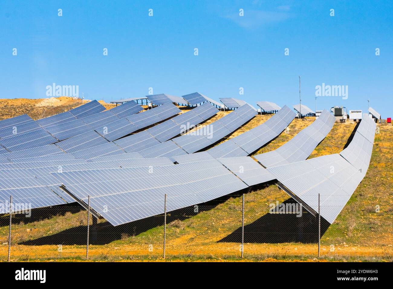 Campo di pannelli fotovoltaici, Giordania, Medio Oriente Foto Stock