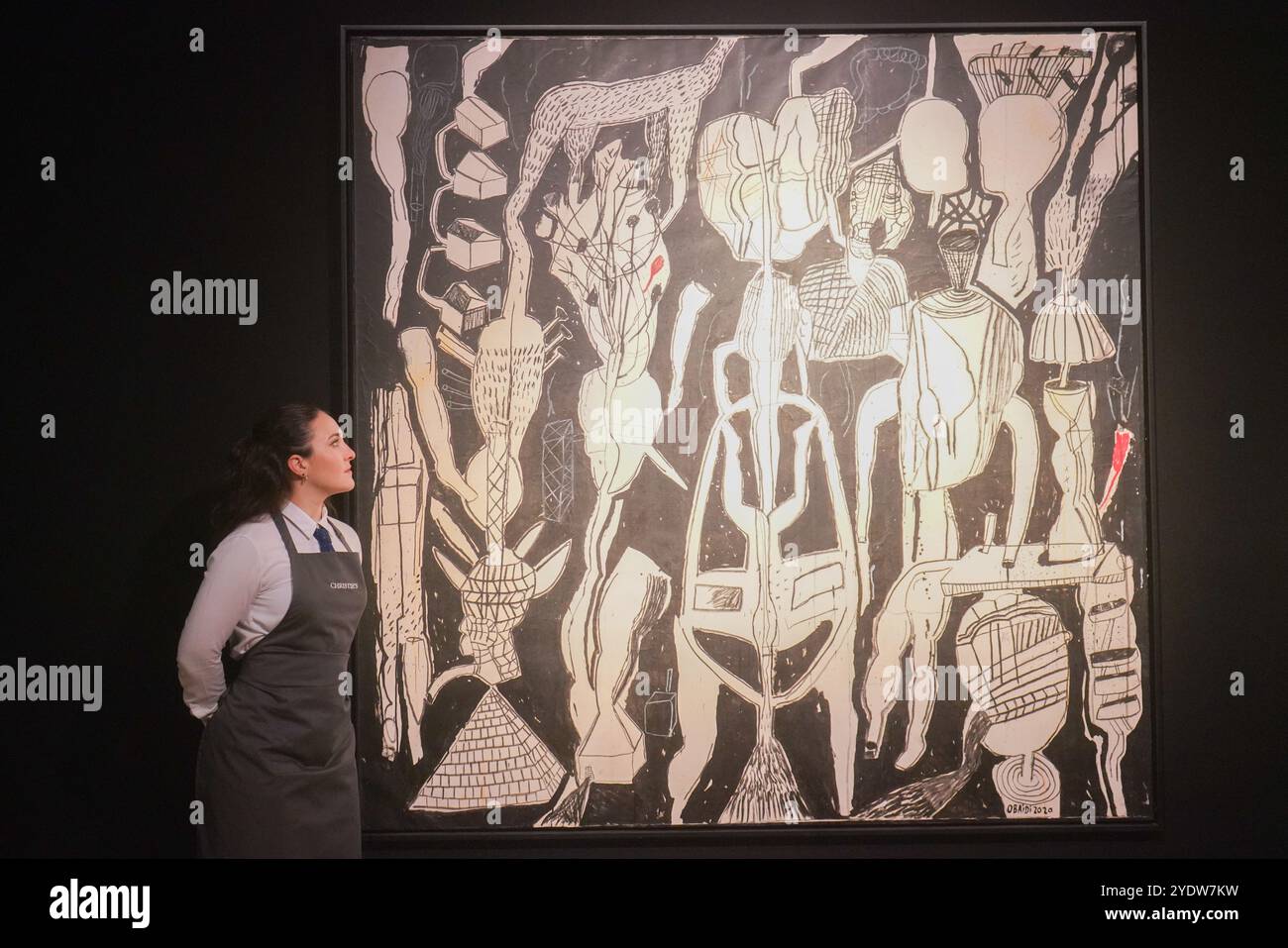 Londra, Regno Unito. 28 ottobre 2024 MAHMOUD OBAIDI (B. 1966, BAGHDAD) Beirut. Stima di 8.000 - 12.000 sterline britanniche . Un'anteprima dell'arte mediorientale moderna e contemporanea al Christie's, con le principali attrazioni della collezione Dalloul. Credito. Amer Ghazzal/Alamy Live News Foto Stock