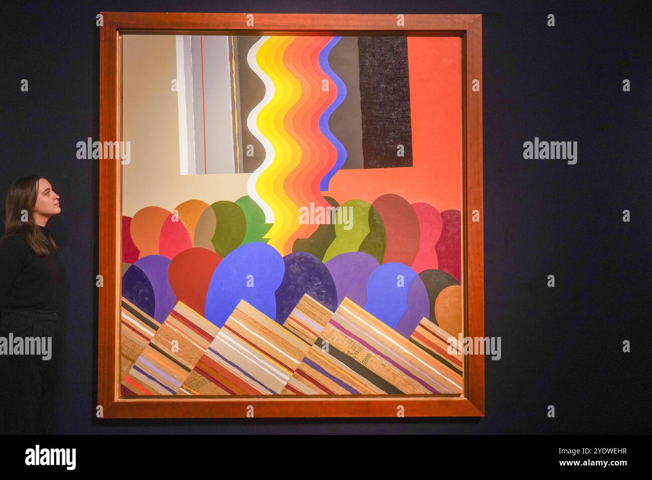 Londra, Regno Unito. 28 ottobre 2024 MOHAMED MELEHI (1936, Asilah-2020, Boulogne-Billancourt) senza titolo. Stima: GBP 50.000-70.000. Un'anteprima dell'arte mediorientale moderna e contemporanea al Christie's, con le principali attrazioni della collezione Dalloul. Credito. Amer Ghazzal/Alamy Live News Foto Stock