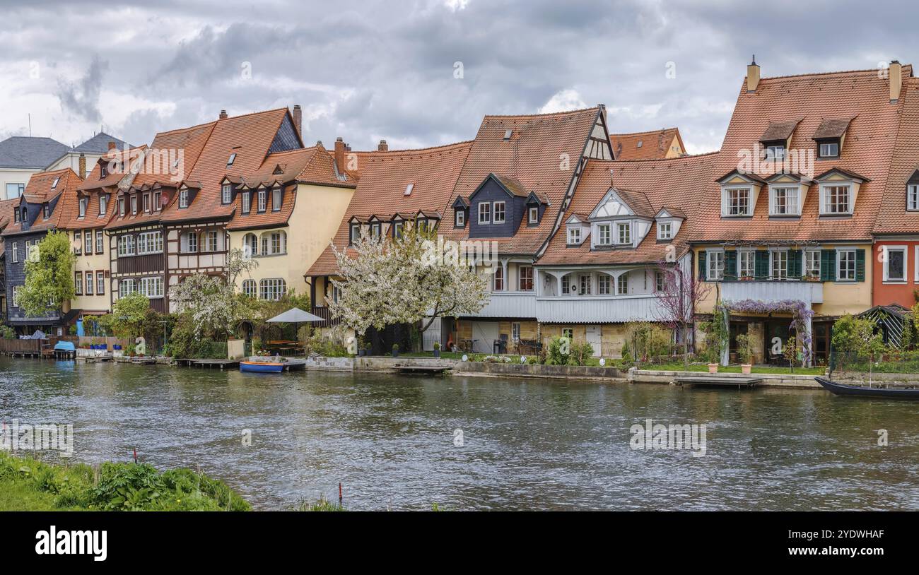 L'ex distretto dei pescatori nella città dell'Isola di Bamberga è conosciuto con il nome di Little Venice, Germania, Europa Foto Stock
